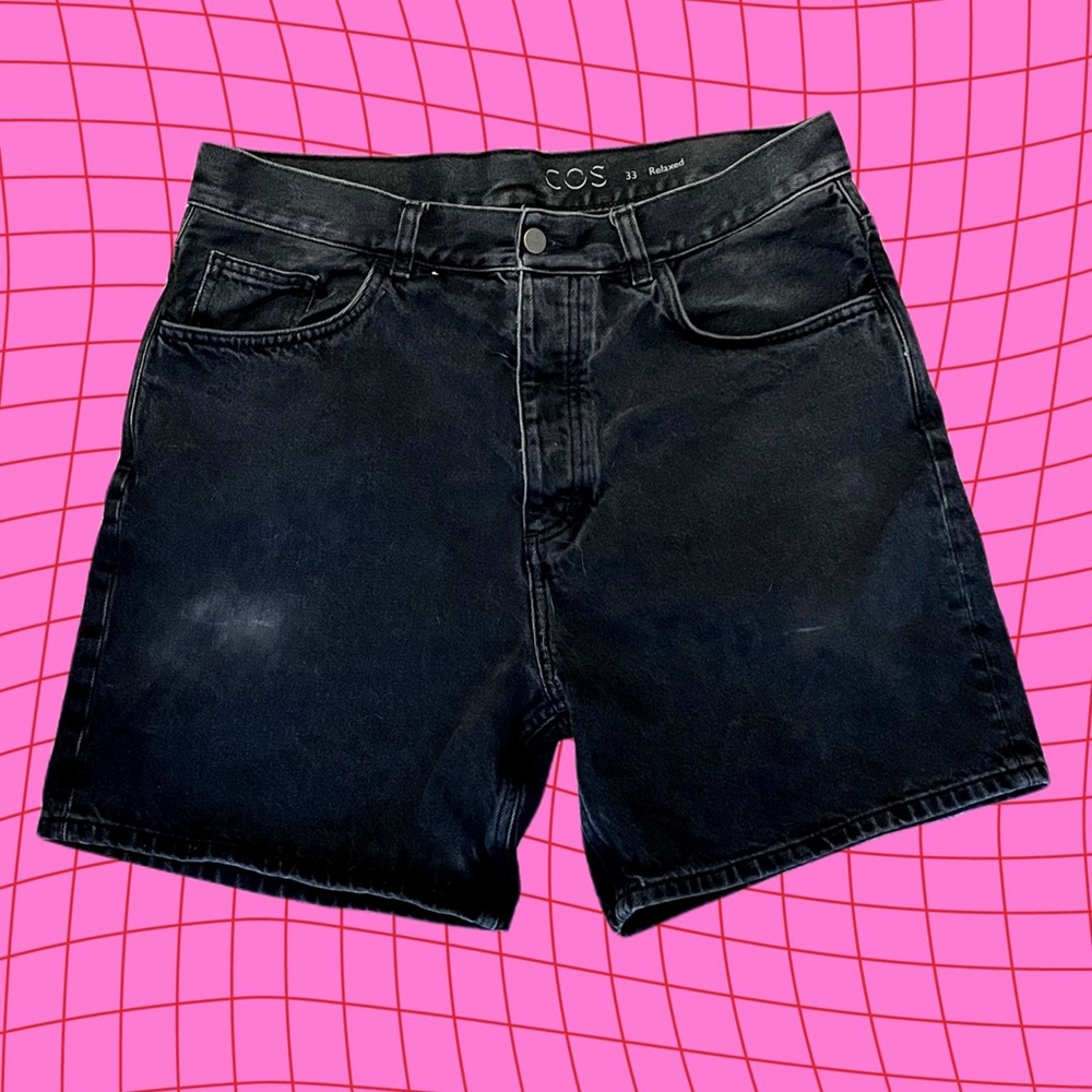 COS Relaxed Fit BlackDenim Shorts